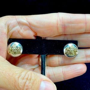 Ralph Lauren Gold and Silver Coat of Arms 1/2" Post Earrings